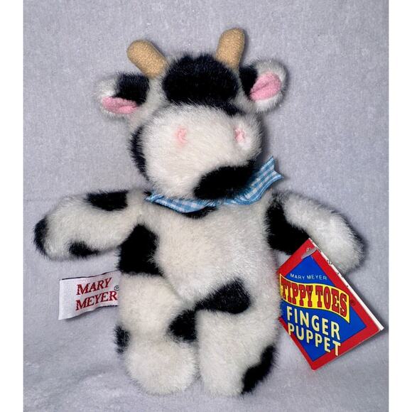 Mary Meyer Tippy Toes Cow Moo Moo Finger Puppet Plush 6" Stuffed Animal Toy 1994 - Picture 1 of 8